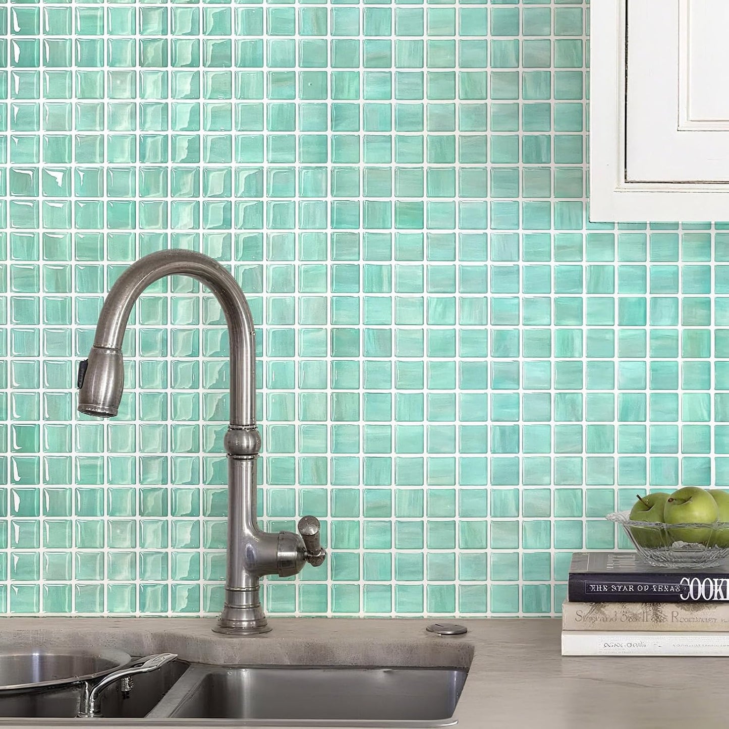 5 Sheets Peel and Stick Backsplash, Self Adhesive Wall Tiles, 3D Adhesive Tile Backsplash, 12"x12"Premium Self Adhesive Wall Tiles Peel and Stickfor Kitchen, Bathroom, RV(Spring Moss)