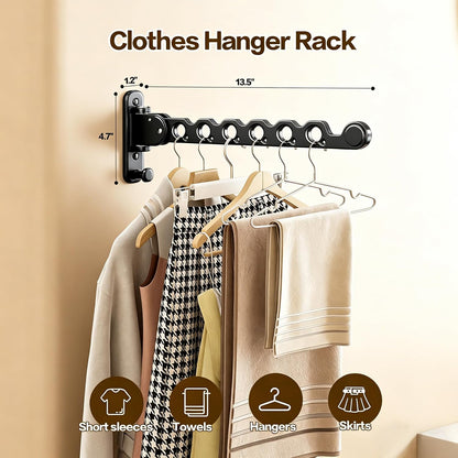 Wall Mounted Clothes Drying Rack, Laundry Clothes Hanger Rack Wall Mounted, Foldable Clothes Rack for Laundry Room, Space Saving Closet Storage Organizer Clothes Hanger Indoor, 1pcs(White)