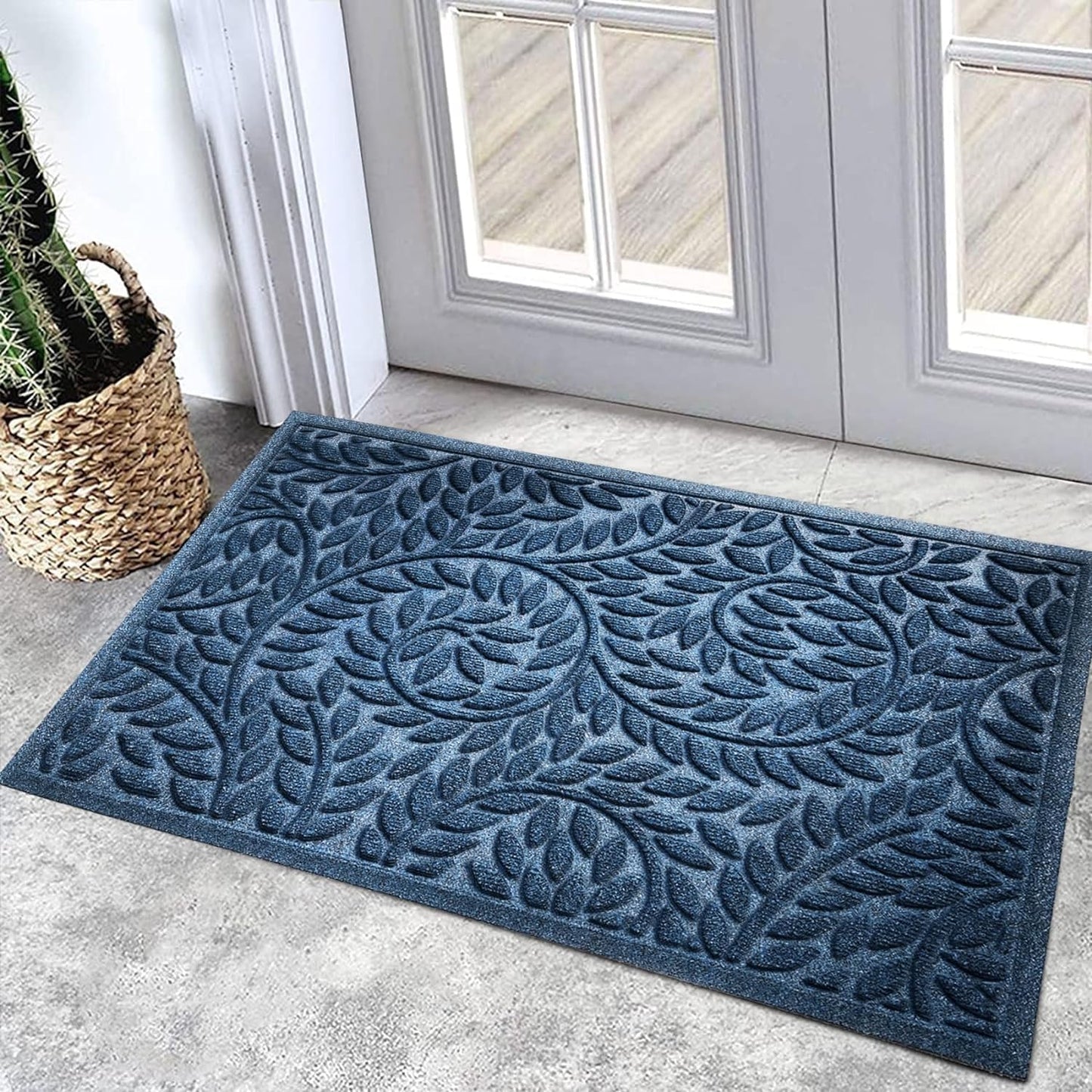 Bulijojo Front Door Mat Entrance,Durable Heavy Duty Welcome Mat,Thick Absorbent Natural Rubber Non Slip Mat,Sturdy Entryway Brown 17"x30"