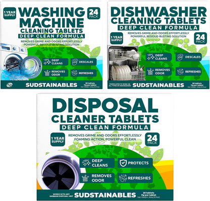 Garbage Disposal, Dishwasher Cleaner, and Washing Machine Cleaner Tablets bundle