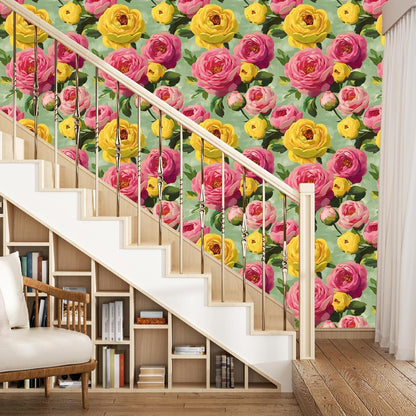 BOKEBEVE Watercolour Floral Peel and Stick Wallpaper Boho Vibrant Contact Paper Renter Friendly Wall Paper for Countertop Cabinet Wall Shelf Liner Removable Blue Colorful 17.5 x 118In
