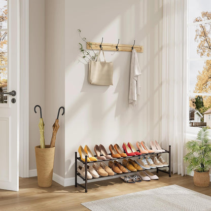 Tajsoon Expandable Shoe Rack for Closet 3 Tier, 28“-41“Adjustable & Stackable Shoe Shelf Storage, Metal Shoe Rack Organizer for Front Door Entrance, Closet, Garage, Entryway, Black