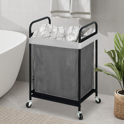 STO STO Laundry Hamper 3 Section, 120L Rolling Laundry Sorter Cart with Removable and Washable Liner Bag, Clothes Hamper with Wheels and Metal Handle for Laundry Room and Bedroom