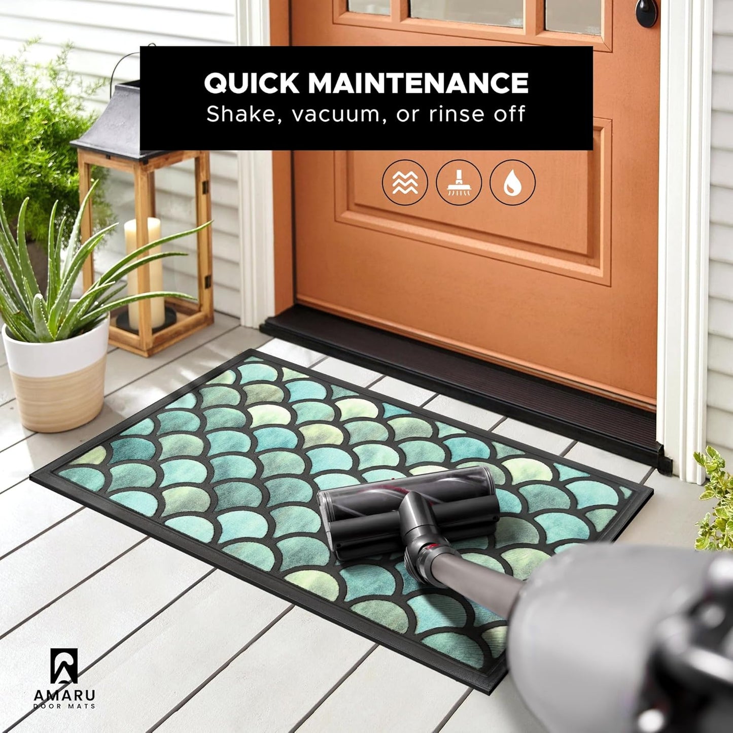 Extra Durable, Superior Absorption, Front Door Mat for Outdoor & Indoor - Welcome Mat for Entryway, Entrance, Patio, Porch - Waterproof, Non-Slip Backing, Coarse Fibers (Scales,17x29)