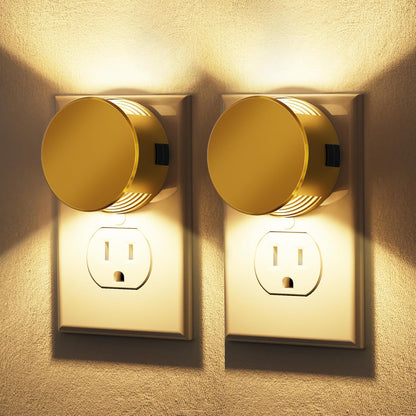 Briignite Night Lights Plug into Wall [2 Pack], White Night Light Dusk to Dawn Sensor Nightlight, Brightness Adjustable 3000K Soft White, Plug in Night Light for Bedroom, Hallway, Stairs, Kitchen