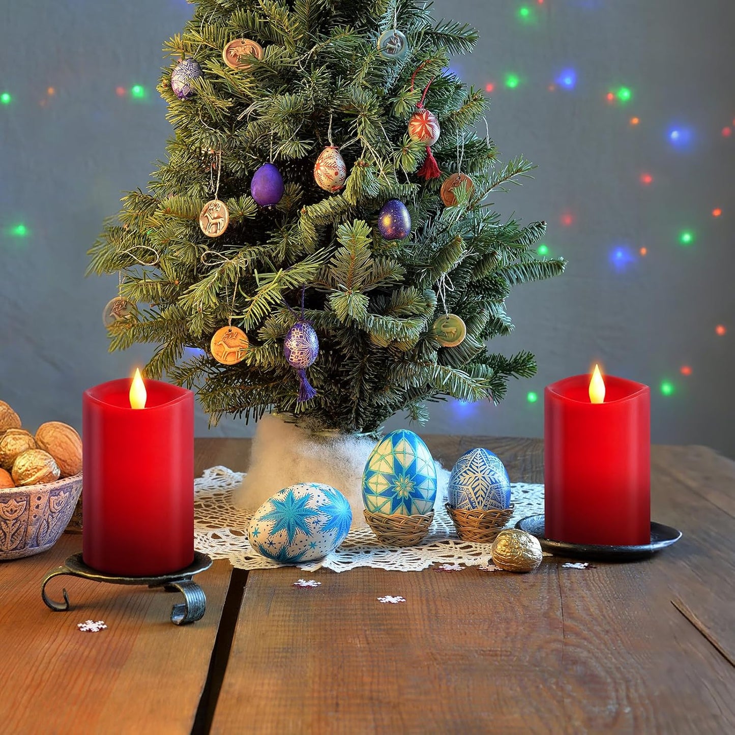 3x4 Flickering Flameless Candles Set of 3,Real Wax Pillar LED Candles,with Timer,4 inch Flameless Candles with Remote,for Party Wedding Holiday Home Decor,Ivory