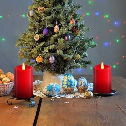 3x4 Flickering Flameless Candles Set of 3,Real Wax Pillar LED Candles,with Timer,4 inch Flameless Candles with Remote,for Party Wedding Holiday Home Decor,Ivory