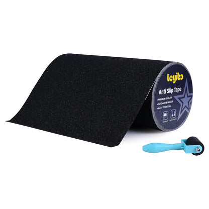 Anti Slip Tape, 12 Inch x 16 Ft Grip Tape for Stairs Outdoor/Indoor, Waterproof Non Skid Roll for Stair Treads Non Slip, High Traction Friction Abrasive Adhesive Stair Steps - Black