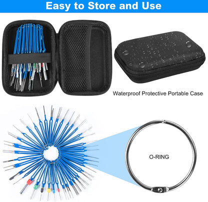 Terminal Pin Removal Tool Kit 82 Pcs Depinning Electrical Connector Pin Extractor Tool Set Wire Terminal Release for Automotive Car Household Devices - Black