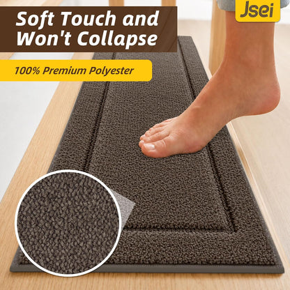 JSEI Stair Treads for Wooden Steps Indoor, 15-Pack Non Slip Stair Treads 30" x 8", Washable Polyester Stair Mats with TPE Backing, Low Profile Stair Rugs for Kids, Seniors and Dogs, Brown
