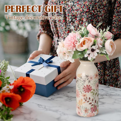 2 Pcs Ceramic Small Vase Rustic Farmhouse Vase Boho Vases Home Decoration for Your Kitchen Bedroom Office Bathroom & Shelf Centerpiece Table Decorative(Simplicity)