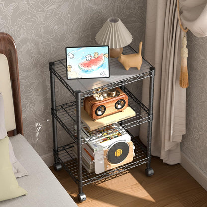Golpart 4 Tier Adjustable Storage Shelves Metal Utility Shelf Wire Shelving Unit Organizer Rack for Home Kitchen Office Bathroom Pantry Room 12" D x 18" W x 44" H