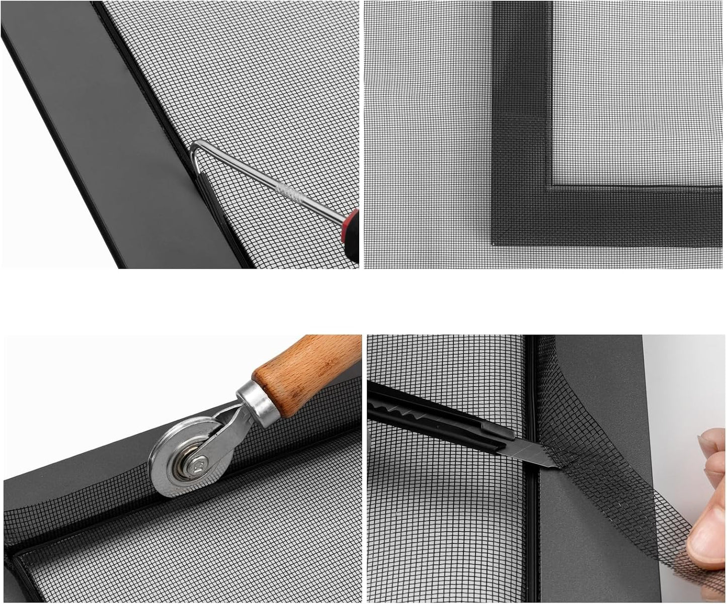 39"×59" Grey Fiberglass Window Screens Repair kit - DIY Adjustable Window Screens mesh Replacement kit for WindowsDoorPorchPatioSliding Screen Door