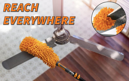 20 Foot High Reach Duster Kit with 4-12 ft Extension Pole // High Ceiling Duster Cleaning Kit with Telescopic Pole // Cobweb Duster // Feather Duster and Ceiling Fan Duster // The Ultimate Dusting Kit