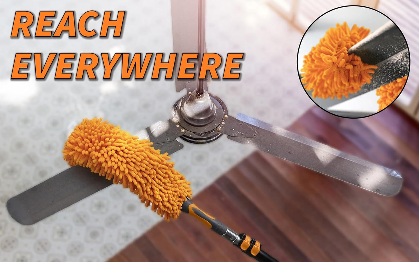 Dusting Kit for Extension Pole or by Hand (Pole Sold Separately) | Includes 3 Twist-On Attachments: Cobweb Brush, Feather Duster, Flexible Ceiling Fan Duster