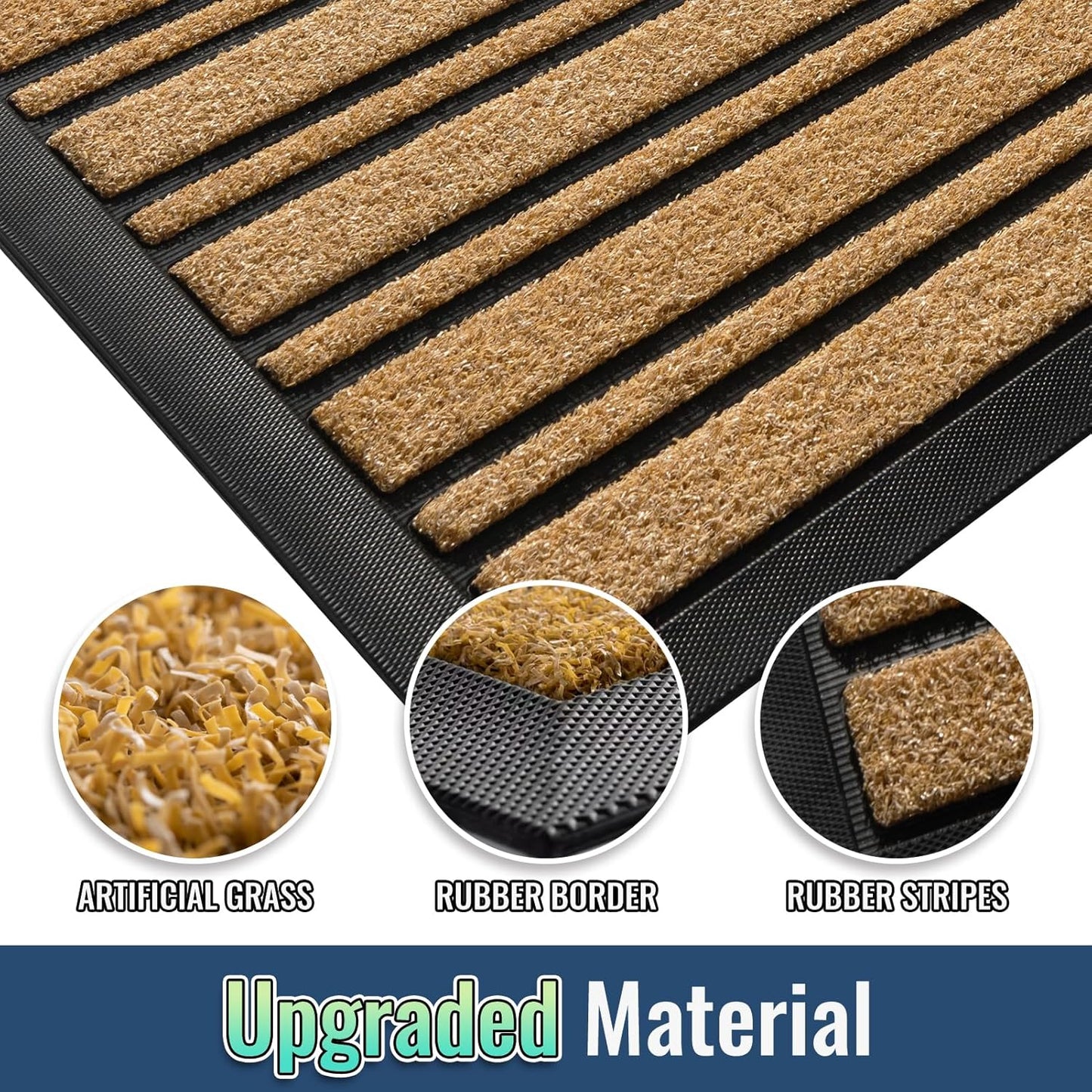 BEHERO Door Mat Outdoor Entrance, 30.5"x17" Extra Durable Front Door Mat Outside, Heavy Duty Welcome Mat for Outside Entry, Back Door Mats Non Slip, Waterproof All-Season Doormats, Yellow