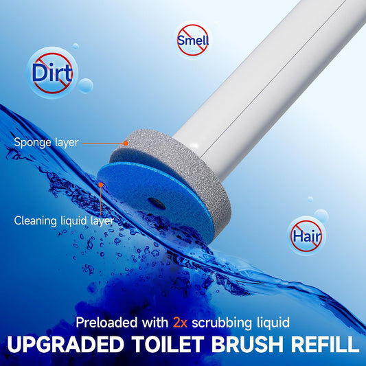 Disposable Toilet Brush and Holder Set with 18 Bowl Wand Cleaners Refill Pads, Bathroom Wall Mounted Toilet Bowl Cleaners Kit.