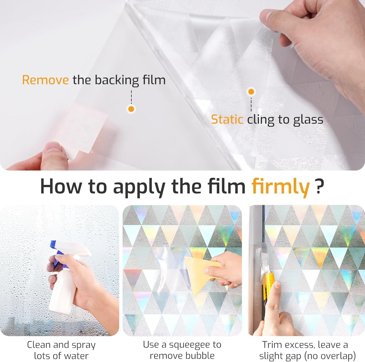 LUTE Window Privacy Film, Frosted Glass Window Film for Bathroom, Static Cling Removable Heat Control Glass Coverings, Non Adhesive Opaque Door Sticker for Home Office (Pure, 17.5" x 78.7")