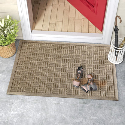 Mibao Front Door Mat, Heavy Duty Durable Welcome Mat for Outdoor Indoor, Dirt Trapper Waterproof Super Absorbent Door Mat for Entryway Outside Patio Porch, 29.5" x 17", Grey