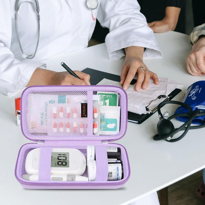 Canboc Diabetic Supplies Case, Carrying Organizer for Glucose Meter, Lancing Device, Blood Sugar Test Strips, Lancets, Insulin Pens, Alcohol Wipe and Other Diabetes Care Accessories, Rose Gold