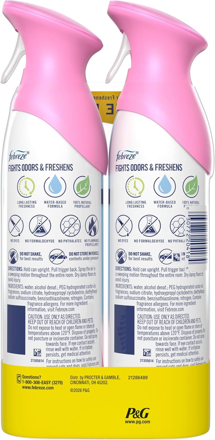 Febreze Air Mist, Air Freshener Spray, Odor Fighting Room Spray, Deodorizer for Home Bathroom Kitchen Office Apartment Dorm Room Classroom, Linen & Sky Scent, 8.1oz (Pack of 2)