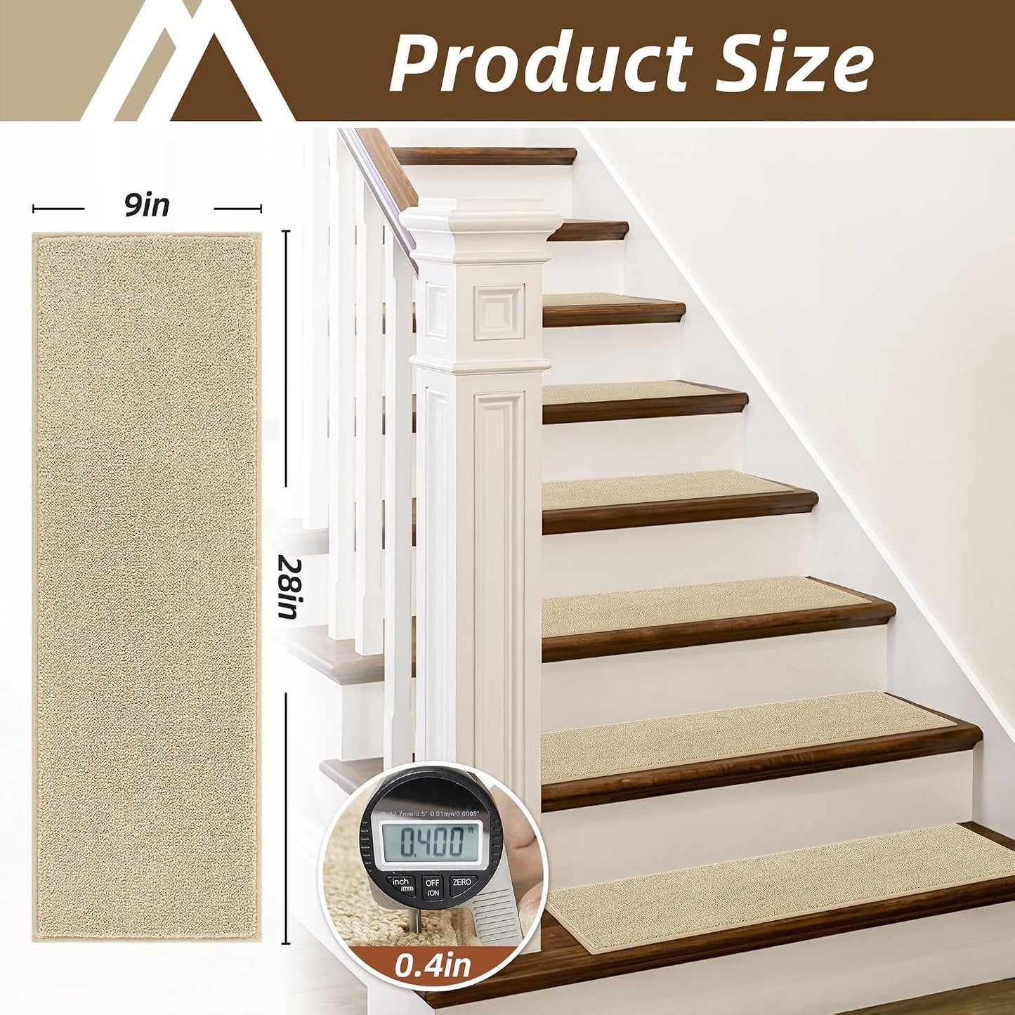 COSY HOMEER Stair Treads Non-Slip Carpet Stair Treads for Wooden Steps, Indoor Stair-Runner Rugs for Kids Elders & Pets 28"x9" (4Pc, Dark Gray)