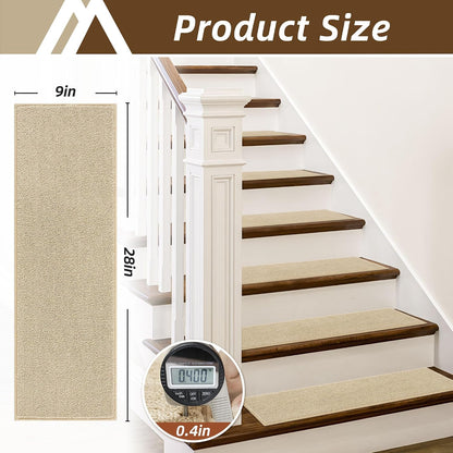 COSY HOMEER Stair Treads Non-Slip Carpet Stair Treads for Wooden Steps, Indoor Stair-Runner Rugs for Kids Elders & Pets 28"x9" (4Pc, Dark Gray)