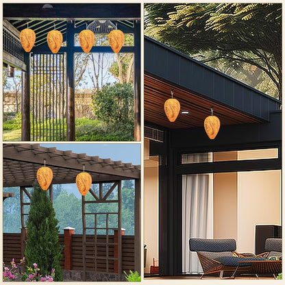 DECYOOL 4 Pack Paper Wasp Nest Decoy Hanging Fake Wasp Nest for Wasps Hornets Yellow Jackets