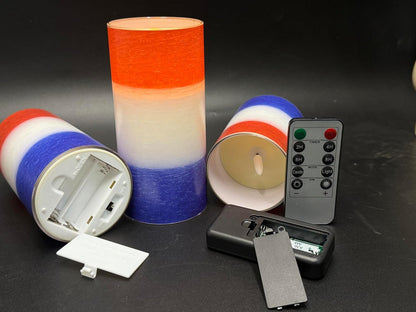 Tujoe 3 Pcs Summer Ocean Flameless Candles Teal Beach LED Battery Pillar Candles Set Battery Operated Coastal Nautical Decorations Flickering Gifts with Remote Decorations for Holiday