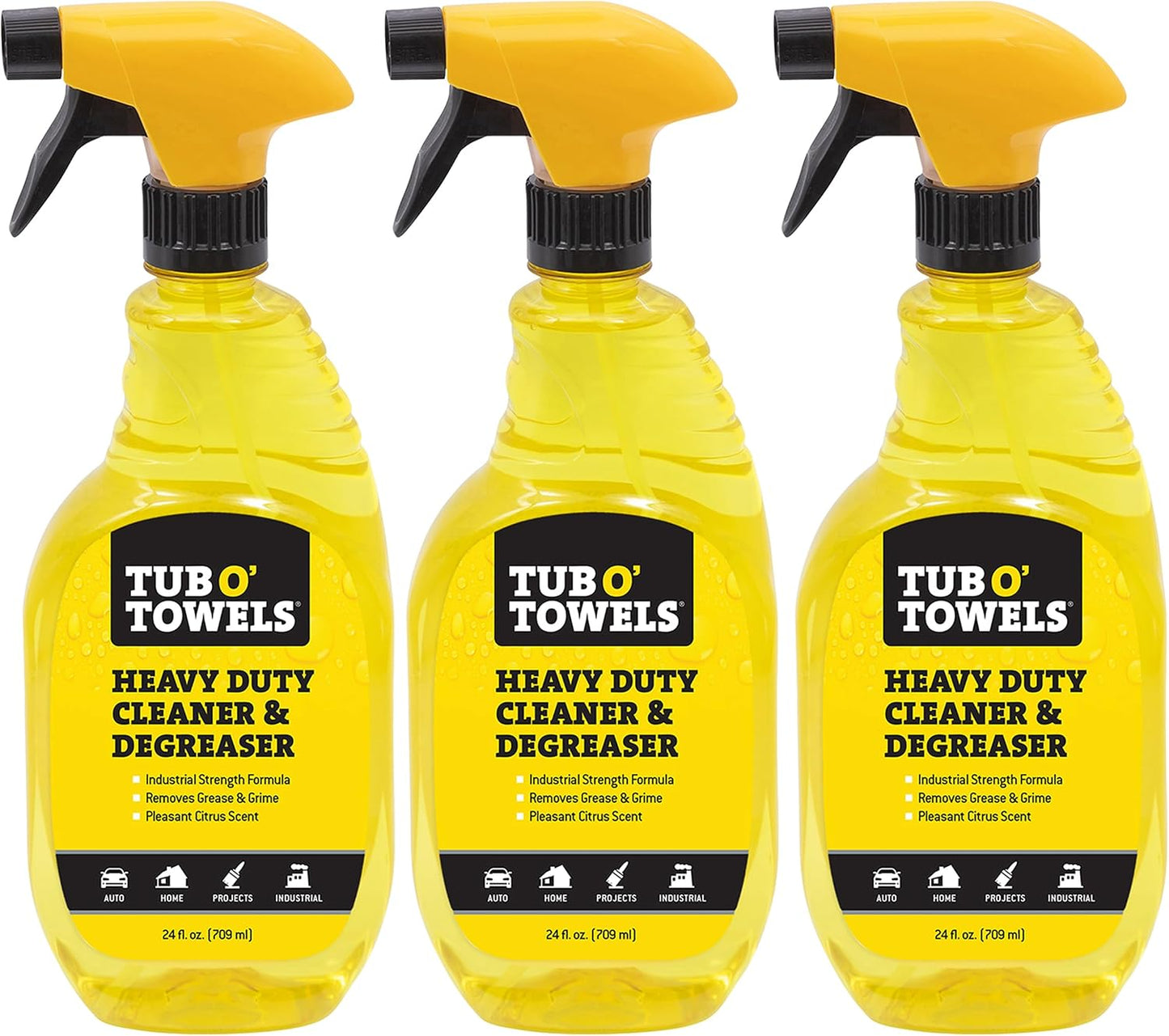 Tub O' Towels Heavy Duty Cleaner and Degreaser Spray Helps in Removing Oil Tar Paint Dirt Caulk Grease Grime Gunk Epoxies, Industrial Strength, Home & Auto, Made In USA, Citrus Scent, 24oz, 2-Pack