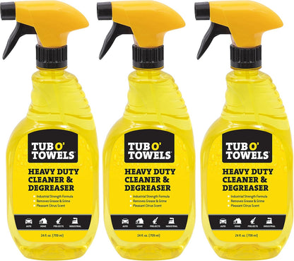 Tub O' Towels Heavy Duty Cleaner and Degreaser Spray Helps in Removing Oil Tar Paint Dirt Caulk Grease Grime Gunk Epoxies, Industrial Strength, Home & Auto, Made In USA, Citrus Scent, 24oz, 2-Pack