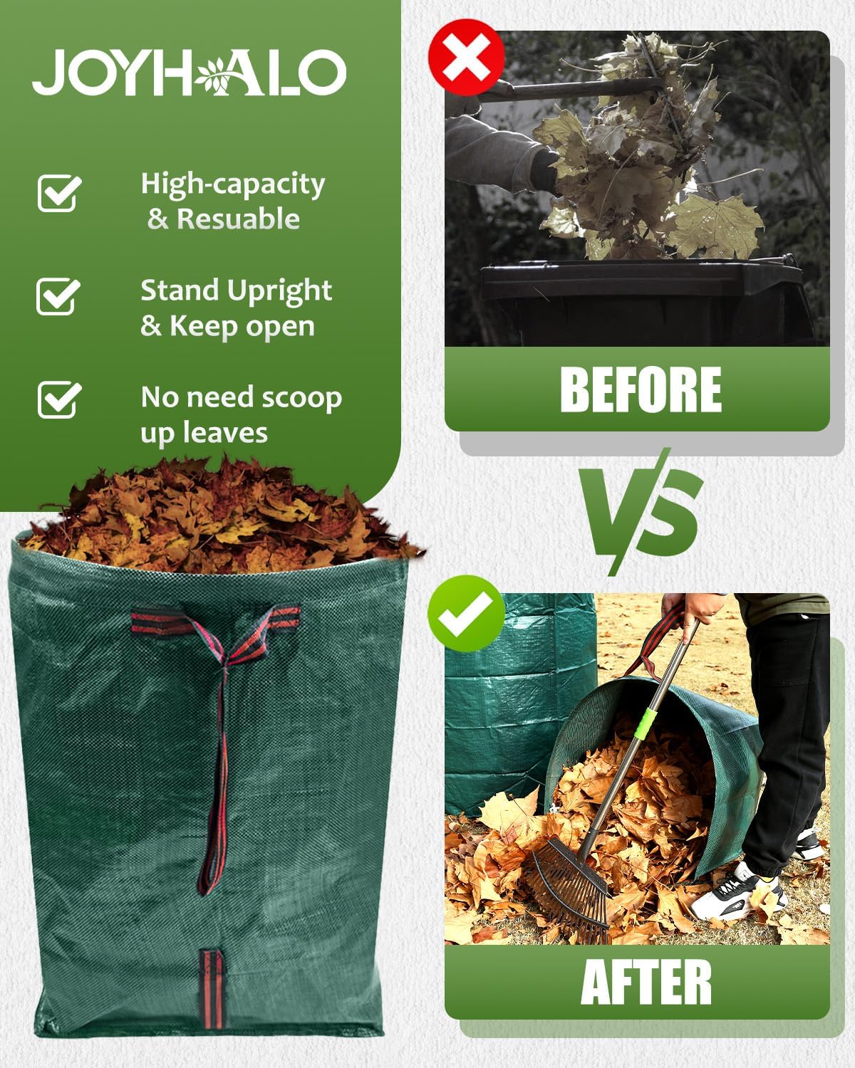 Outdoor Metal Leaf Bag Holder Stand, Fits 30-45 Gal Garbage Bags, Portable | Yard waste bag holder, Garden trash bag frame, Freestanding leaf bag stand, Camping garbage can, Disposable bag holder