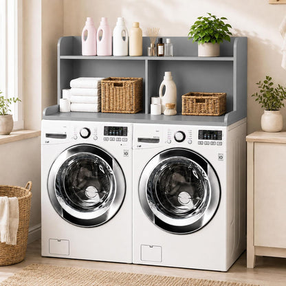 Royxen Laundry Countertop with 20" Shelf Universal Fit, Washer and Dryer Countertop with Storage Space, Laundry Room Storage (Walnut)