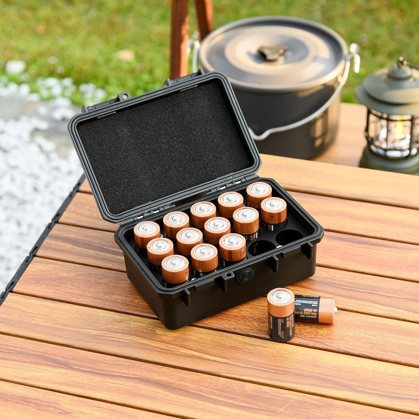 24 Slots CR2 CR123 CR123A Lithium Battery Organizer Case, IP67 Waterproof Hard Case for CR17345/CR16340/CR18350/CR15270(CR2) Explosionproof Batteries Storage Holder for Household Outdoor Camping