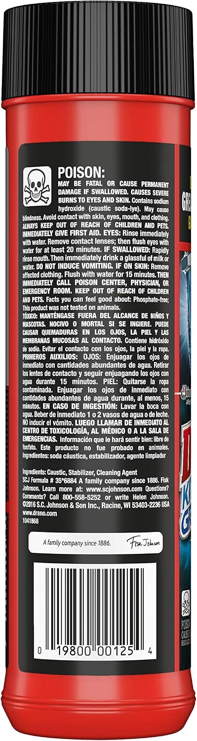 Drano Kitchen Granules Drain Clog Remover and Cleaner, Unclogs blockage from Grease or Cooking Oil, 17.6 oz