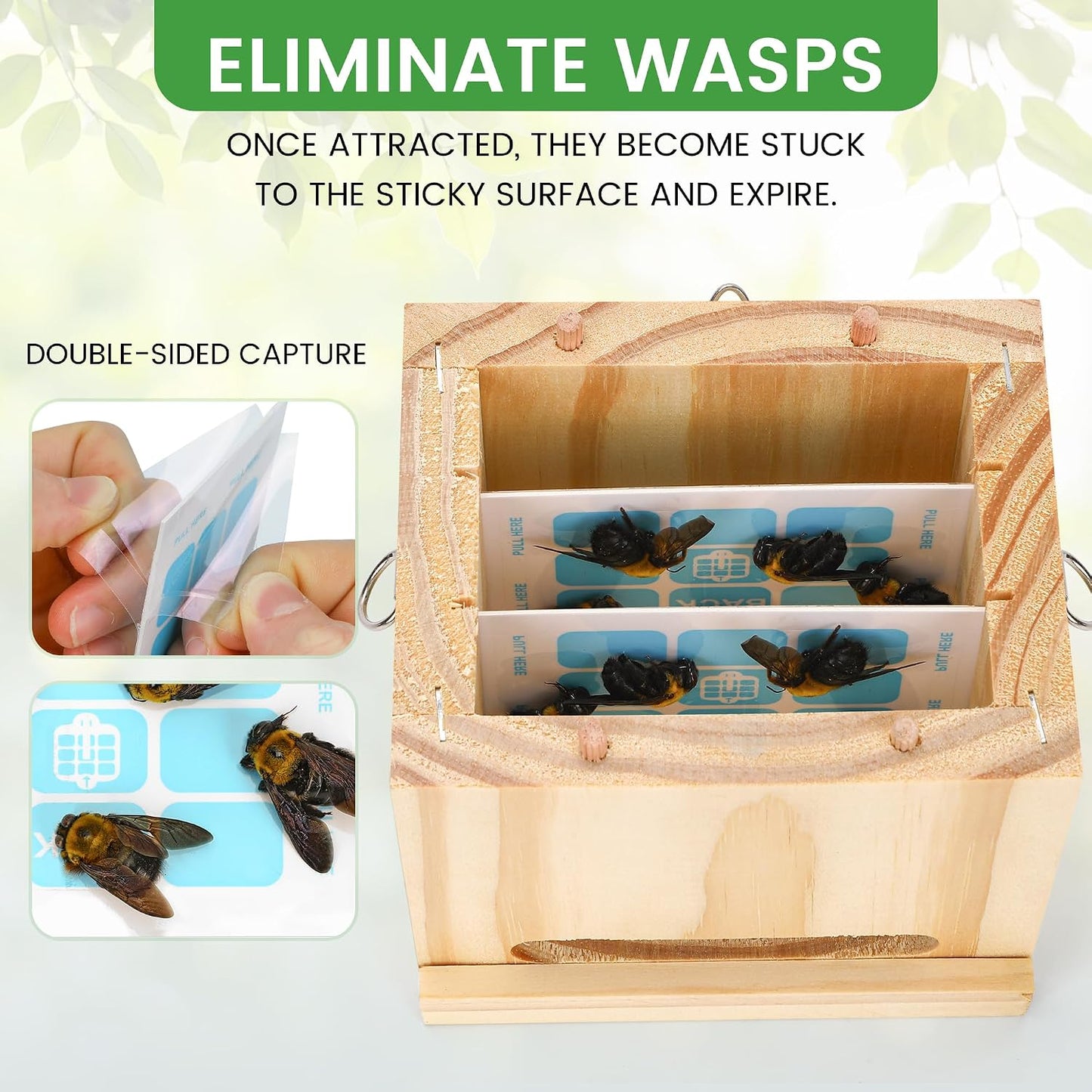 Carpenter Bee Trap for Outside - Wasp Traps Outdoor Hanging with Sticky Traps - Carpenter for Wasps, Mud Daubers (2 Bee Trap+8 Refills)