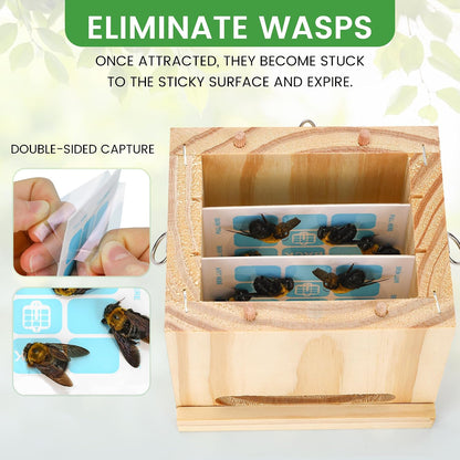 Carpenter Bee Trap for Outside - Wasp Traps Outdoor Hanging with Sticky Traps - Carpenter for Wasps, Mud Daubers (2 Bee Trap+8 Refills)