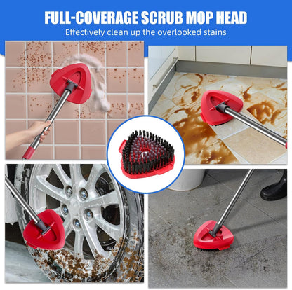 Spin Mop Head Refills Compatible with OCedar RinseClean 2-Tank System - 6-in-1 Kit Includes 4 Microfiber Replacement Heads, 1 Mop Base & 1 Scrub Brush - Machine Washable Floor Cleaning Set