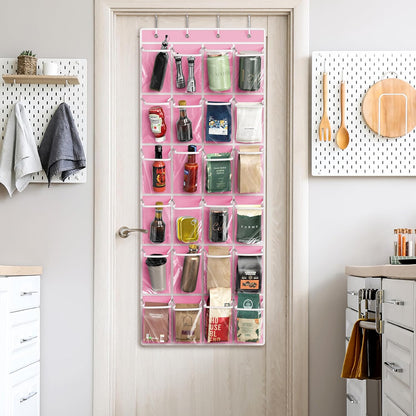 Simple Houseware 24 Pockets - Crystal Clear Over The Door Hanging Shoe Organizer, Gray (64'' x 19'')
