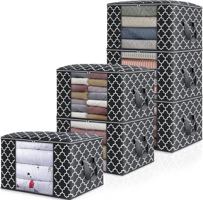 WISELIFE Storage Bags, Large Blanket Clothes Organization and Storage Containers for Bedding, Comforters, Foldable Organizer with Reinforced Handle, Clear Window,Sturdy Zippers,(Grey, 3 x 100L)