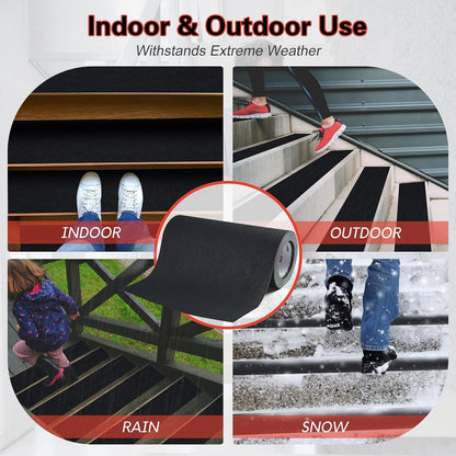 S&X Premium Outdoor Anti-Slip Tape - 4" x 60' Black Non-Slip Traction for Stairs, Ramps, Walkways, Boats, Weatherproof, High Traction, Long-Lasting Safety Solution