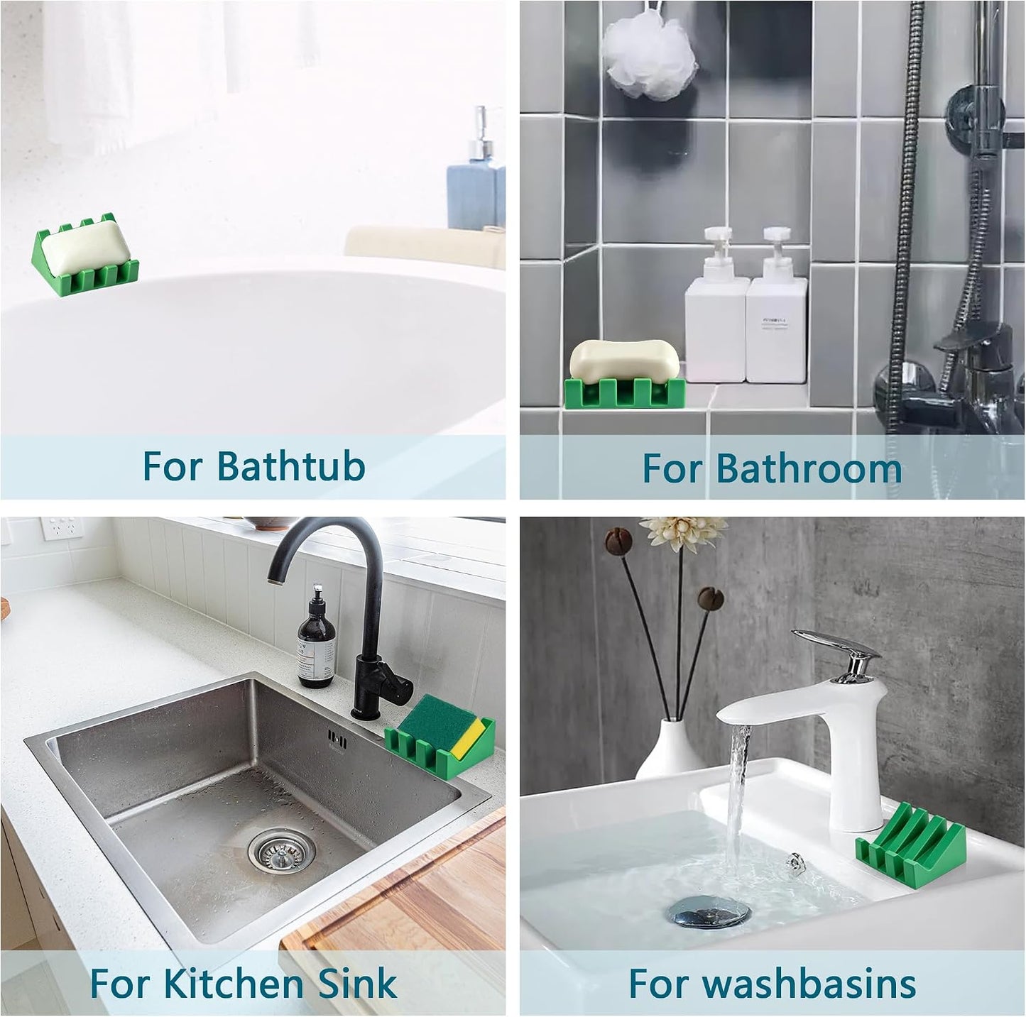 Self Draining Soap Dish Holder,Silicone Soap Dish,for Bathroom,Kitchen, Sponges，Can Extend Soap Life，Keep Soap Bars Dry and Easy Cleaning (White,1-Pack) - Colors A