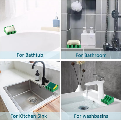 Self Draining Soap Dish Holder,Silicone Soap Dish,for Bathroom,Kitchen, Sponges，Can Extend Soap Life，Keep Soap Bars Dry and Easy Cleaning (White,1-Pack) - Colors B