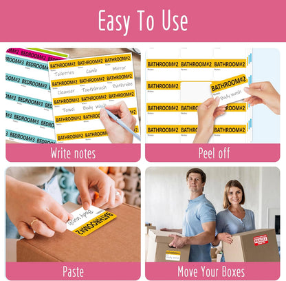 160 PCS Moving Labels, 8 Color-Coded Self-Adhesive Rectangular Stickers for Boxes, Large Home Moving Blank Packing Labels for Cartons, Storage Bins, Office Uses (6” x 4”)