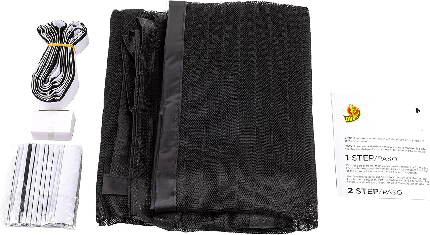 Duck Brand Hands-Free Magnetic Screen Door for Standard Width Door - Mesh Patio Door and Bug Screen with Magnets - 39 x 86 Inches, Black