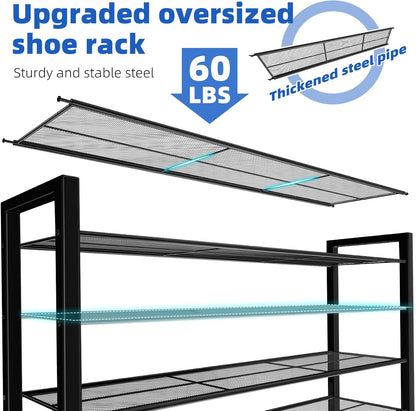 Simple Trending Tall Shoe Rack Storage Holds 40 Pairs, 10 Tier Shoe Organizer Shelf Large Capacity for Entryway Closet, Black