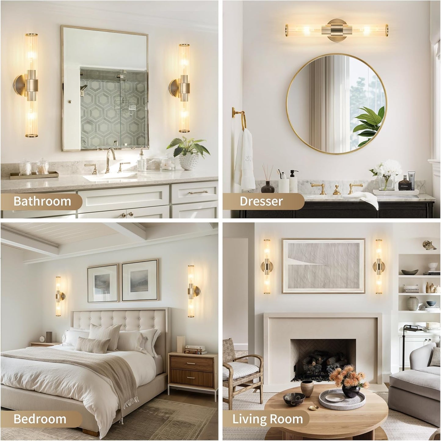 Morauroral Gold Battery Operated Wall Sconces Set of Two, Rechargeable Wall Sconce with Dimmable Remote Control, 20 Inch Wireless Sconce Wall Light for Bedroom, Living Room (Bulbs Included)