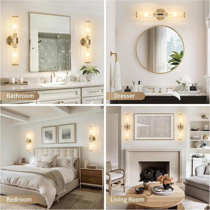Morauroral Gold Battery Operated Wall Sconces Set of Two, Rechargeable Wall Sconce with Dimmable Remote Control, 20 Inch Wireless Sconce Wall Light for Bedroom, Living Room (Bulbs Included)