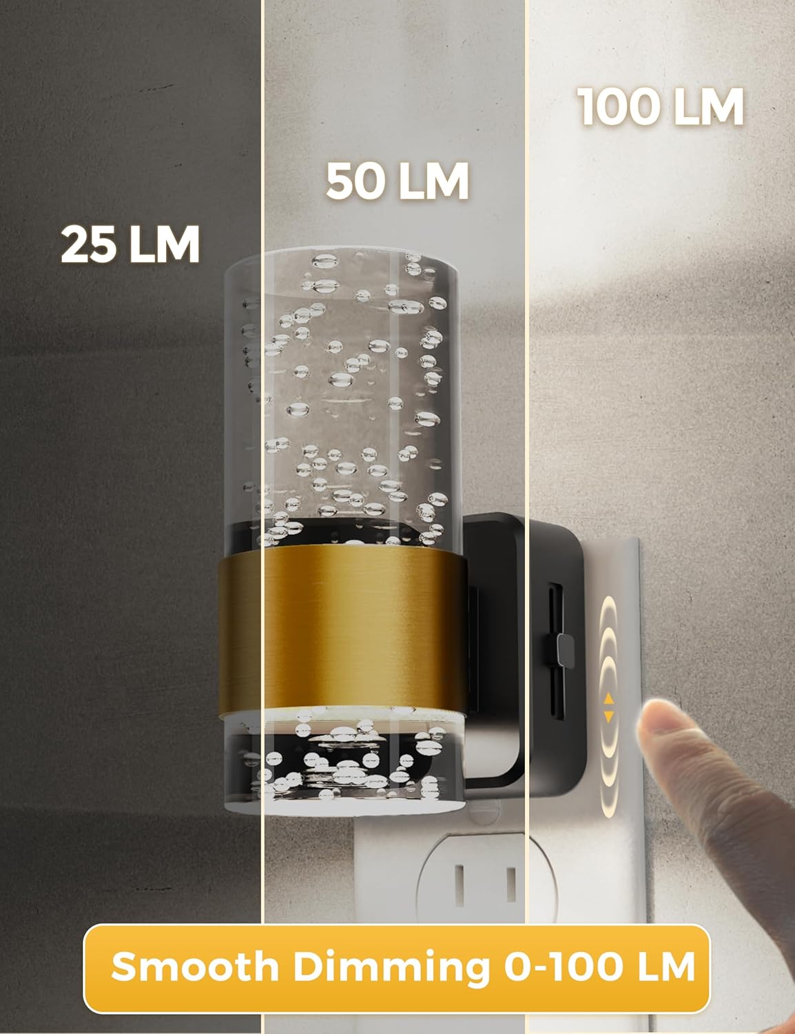 L LOHAS LED Night Light,Dimmable Night Lights Plug into Wall, 2 Pack Acrylic Nightlight with 0-100 LM Adjustable Brightness, 3000K Plug in Night Light with Dusk to Dawn Sensor, for Bathroom Hallway