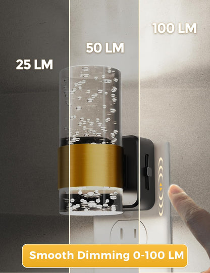 L LOHAS LED Night Light,Dimmable Night Lights Plug into Wall, 2 Pack Acrylic Nightlight with 0-100 LM Adjustable Brightness, 3000K Plug in Night Light with Dusk to Dawn Sensor, for Bathroom Hallway